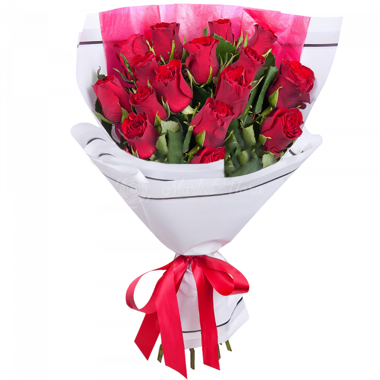 Букет из 15 красных кенийских роз